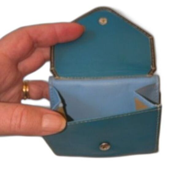 Blue Mini Wallet - Genuine Leather - Made in Italy - Picture 5 of 8